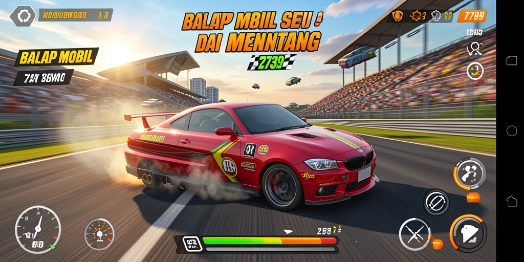 Tampilan antarmuka 2739 dengan grafis balap mobil yang memukau.