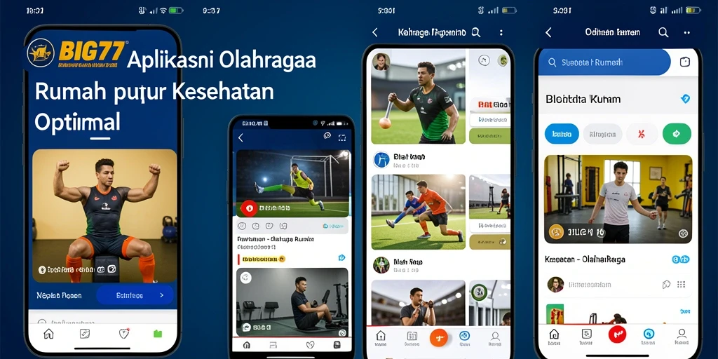 Tampilan antarmuka aplikasi BIG77 untuk olahraga rumah yang menarik.