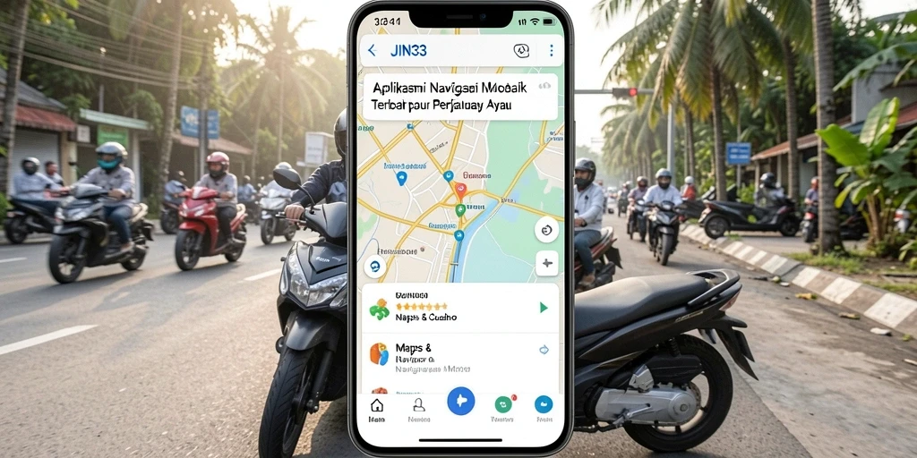 Antarmuka aplikasi JIN33 yang menampilkan fitur Navigasi Motor yang canggih.