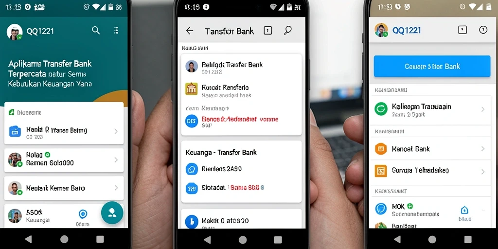 Tampilan antarmuka aplikasi Transfer Bank QQ1221 yang modern dan responsif.