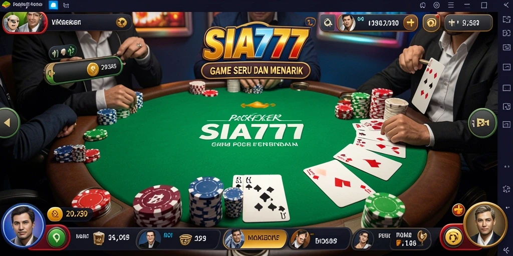Tampilan antarmuka permainan poker SIA777 yang menarik.