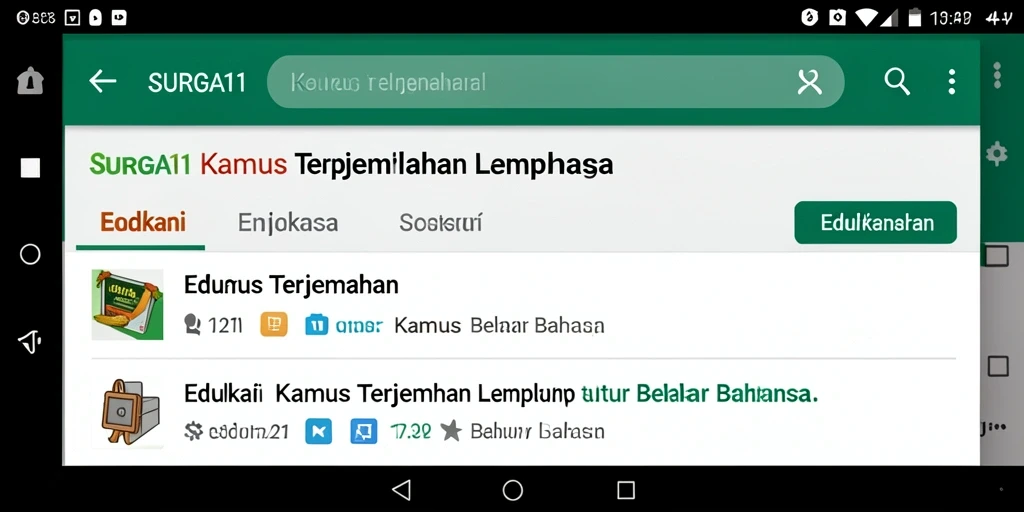 Antarmuka intuitif aplikasi Kamus Terjemahan SURGA11 yang memudahkan pengguna.