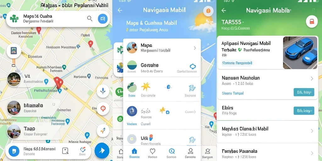 Tampilan antarmuka aplikasi Navigasi Mobil TAR555 yang intuitif.